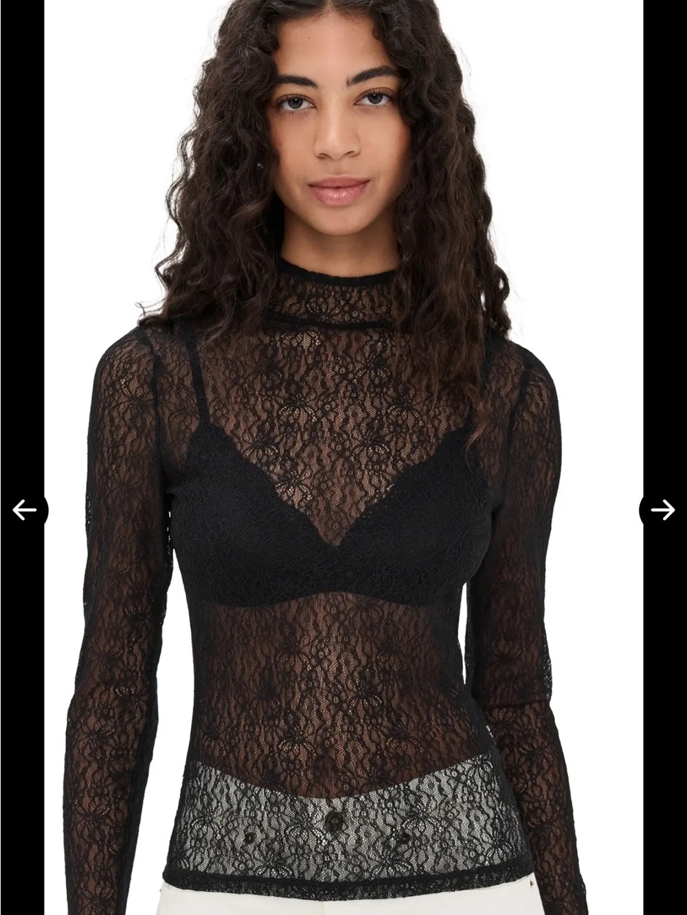 VERONICA BEARD Nate Sheer Lace Long Sleeve Mock Neck Top Black Size Medium
